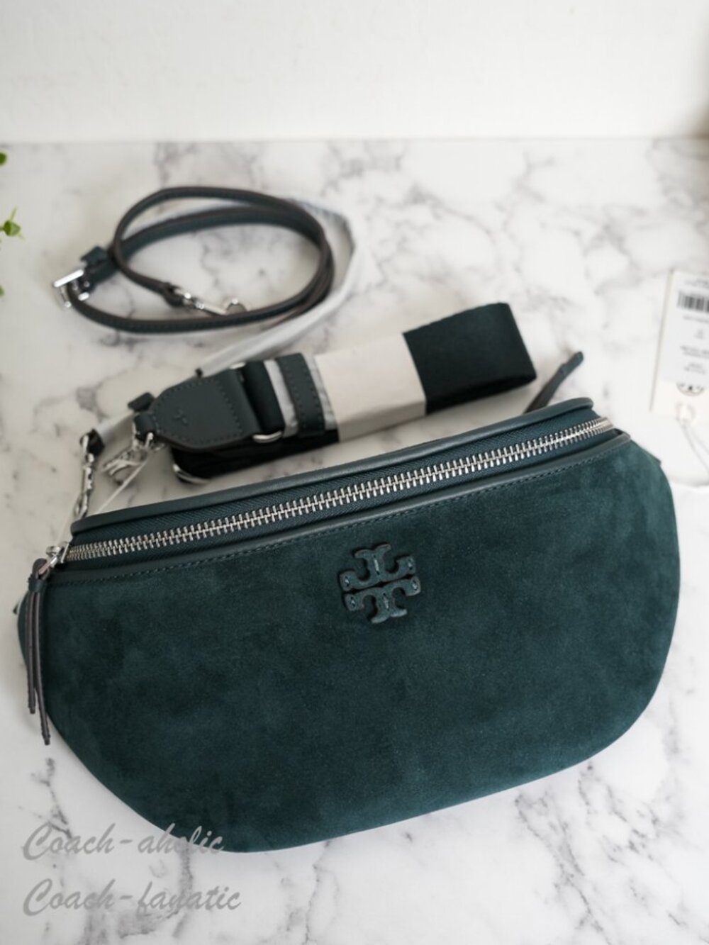 Tory Burch Thea Suede Belt Bag in Warm Teal NWT